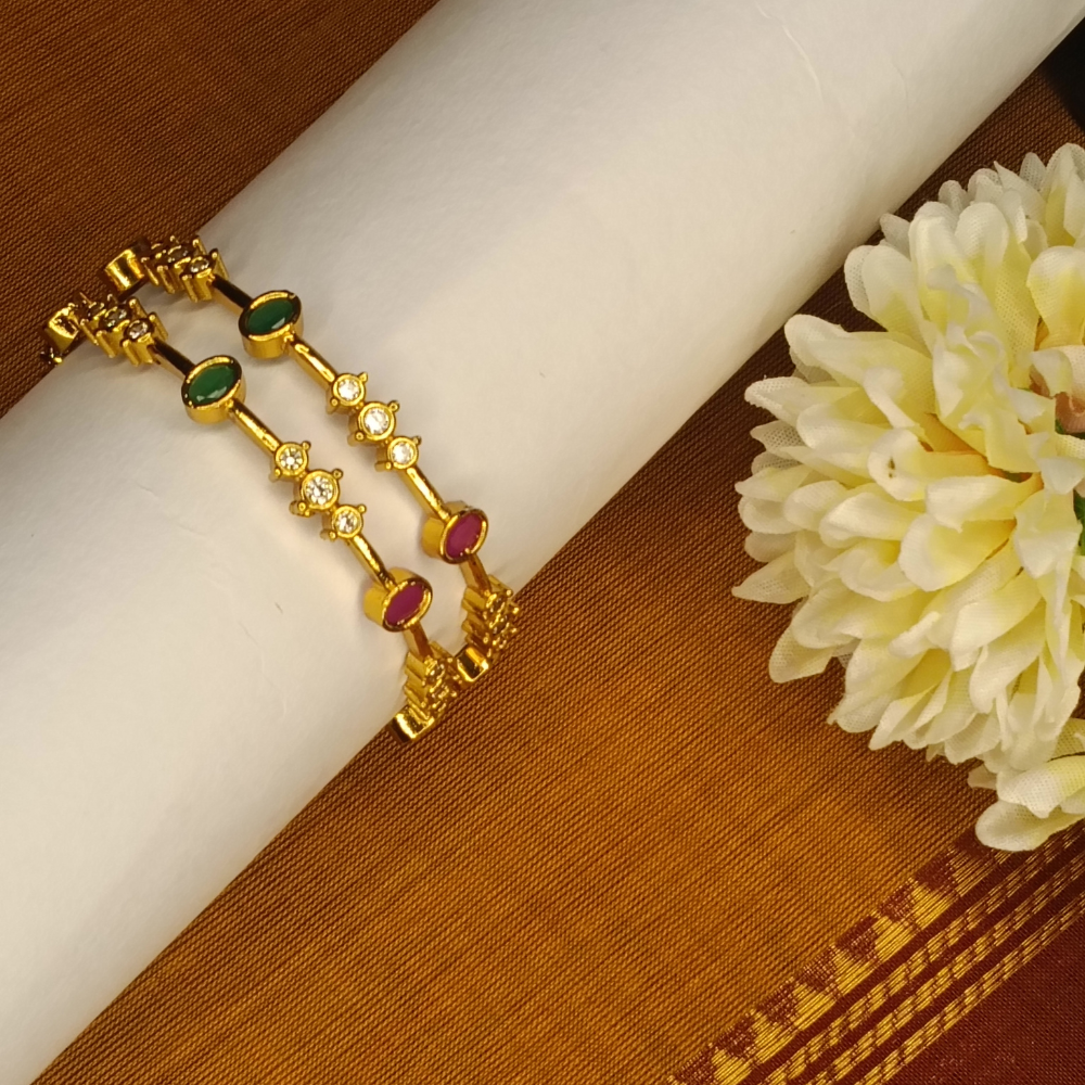 Minimal multicolour AD stone Bangle - Office wear(a pair of bangle)