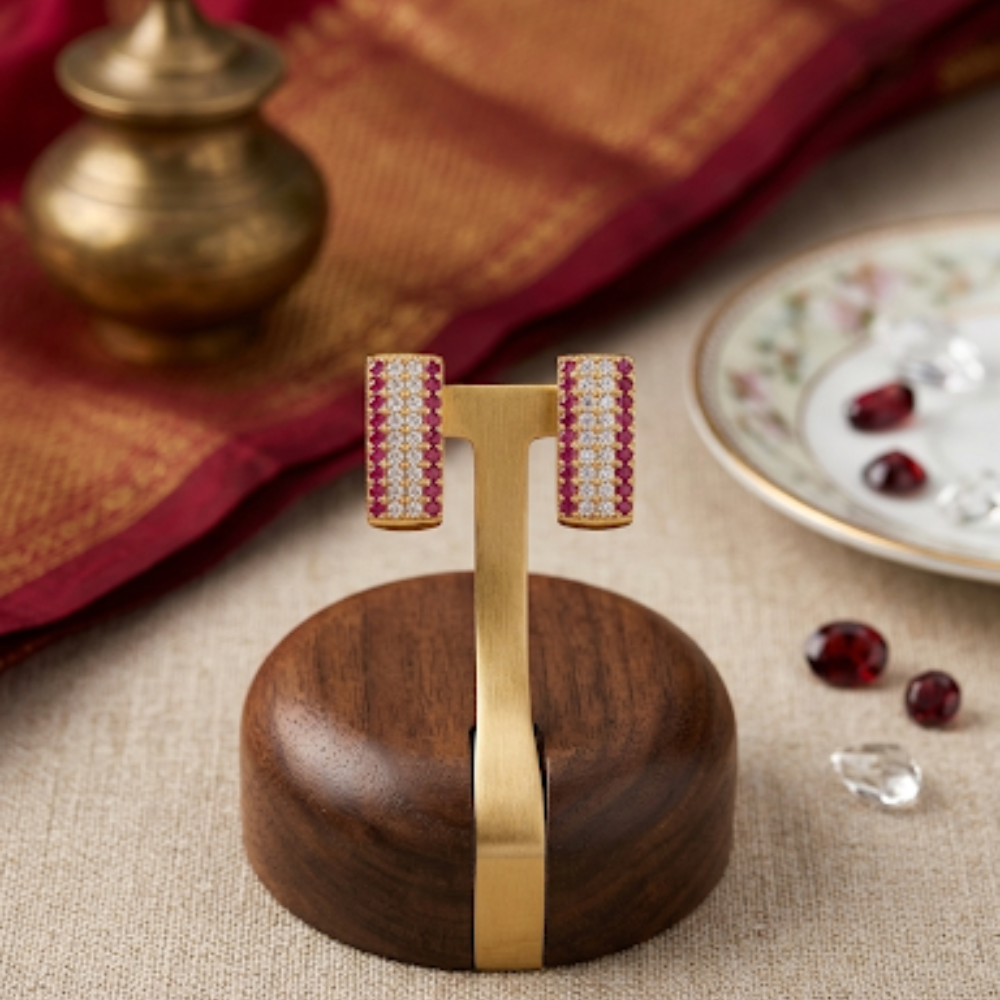 Premium Impon CZ Stone & Ruby Jhumka Earrings Combo – Red - Gift Ready sets
