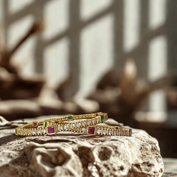 Premium Impon Multicolor(White, Red and Green) Cubic Zirconia Stone Bangles - Work to Event