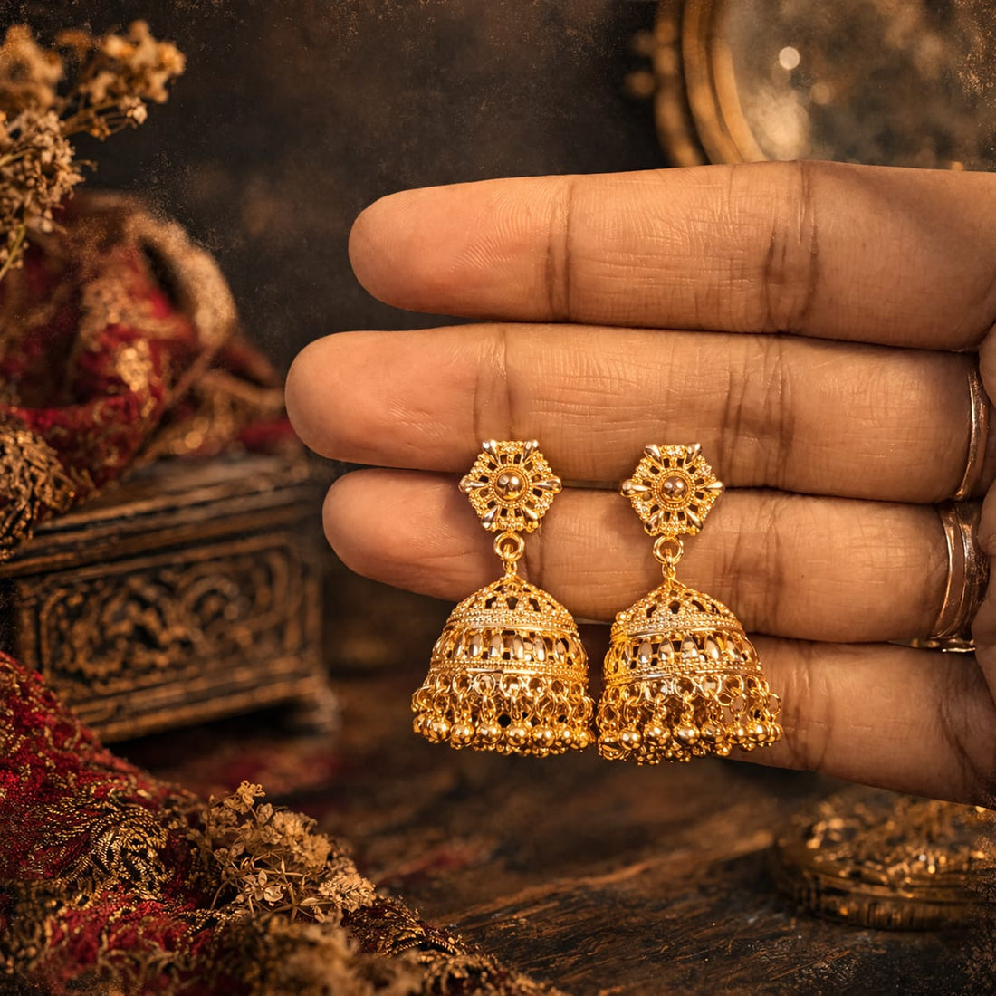 Premium Impon Jhumka & Ruby Stone Earrings Combo- Gift Ready sets